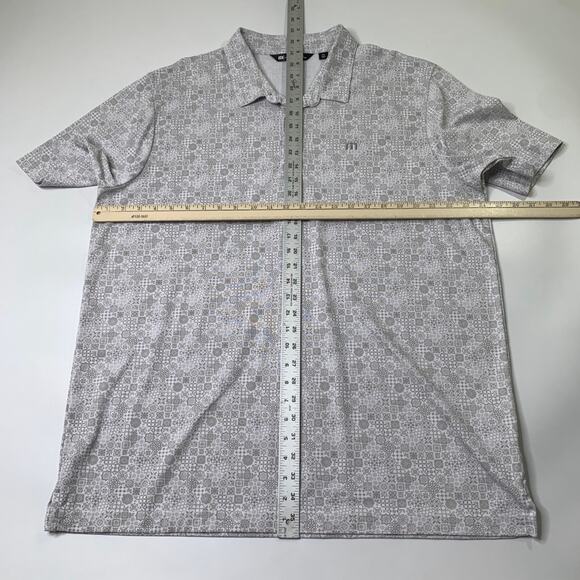 Travis Mathew Polo Shirt Mens 2XL Grey Pima Cotton Blend Geometric Printed Golf - Picture 5 of 10